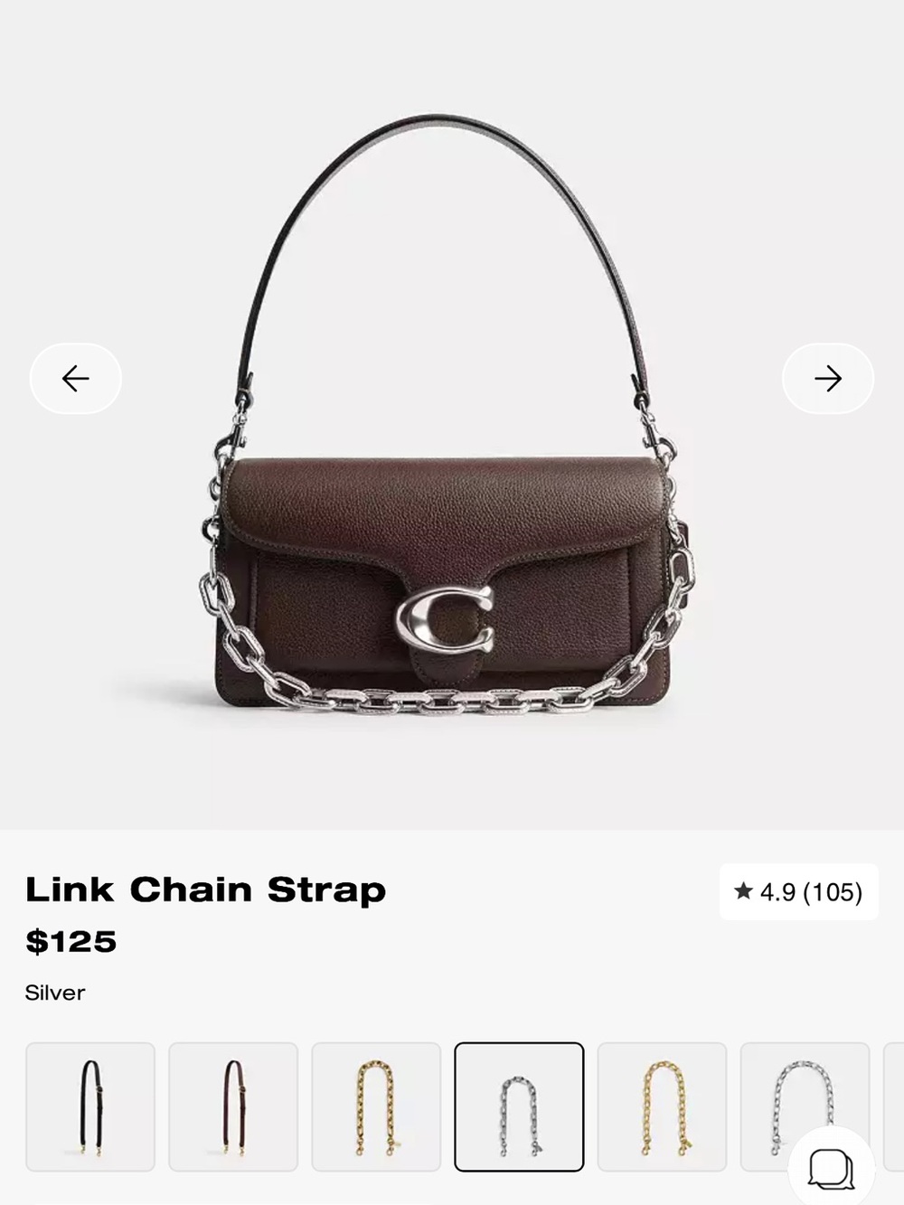 Coach Silver Chain Shoulder Bag Strap - Picture 3 of 3